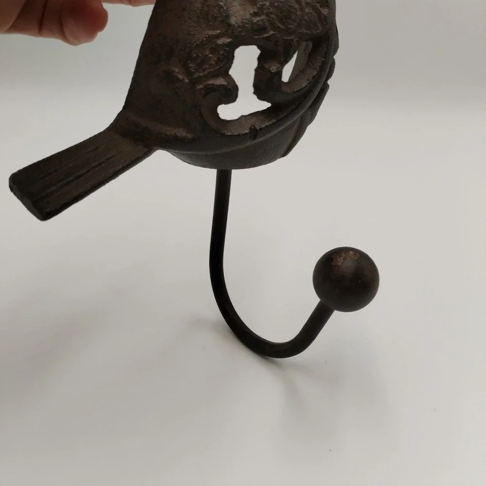 Cast Iron Bird Wall Hook Vintage Style Filigree Rose Songbird Towel Coat Hanger